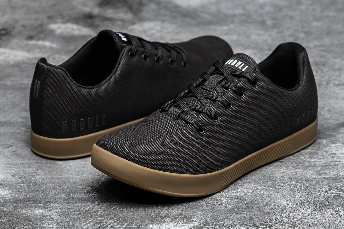 Nobull Canvas Men's Trainers Black | Australia (QC0375)